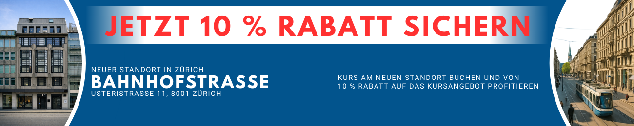 Sprachschule in Zürich an der Bahnhofstrasse mit Sprachkursen und bis zu 20 Prozent Rabatt auf Anmeldungen